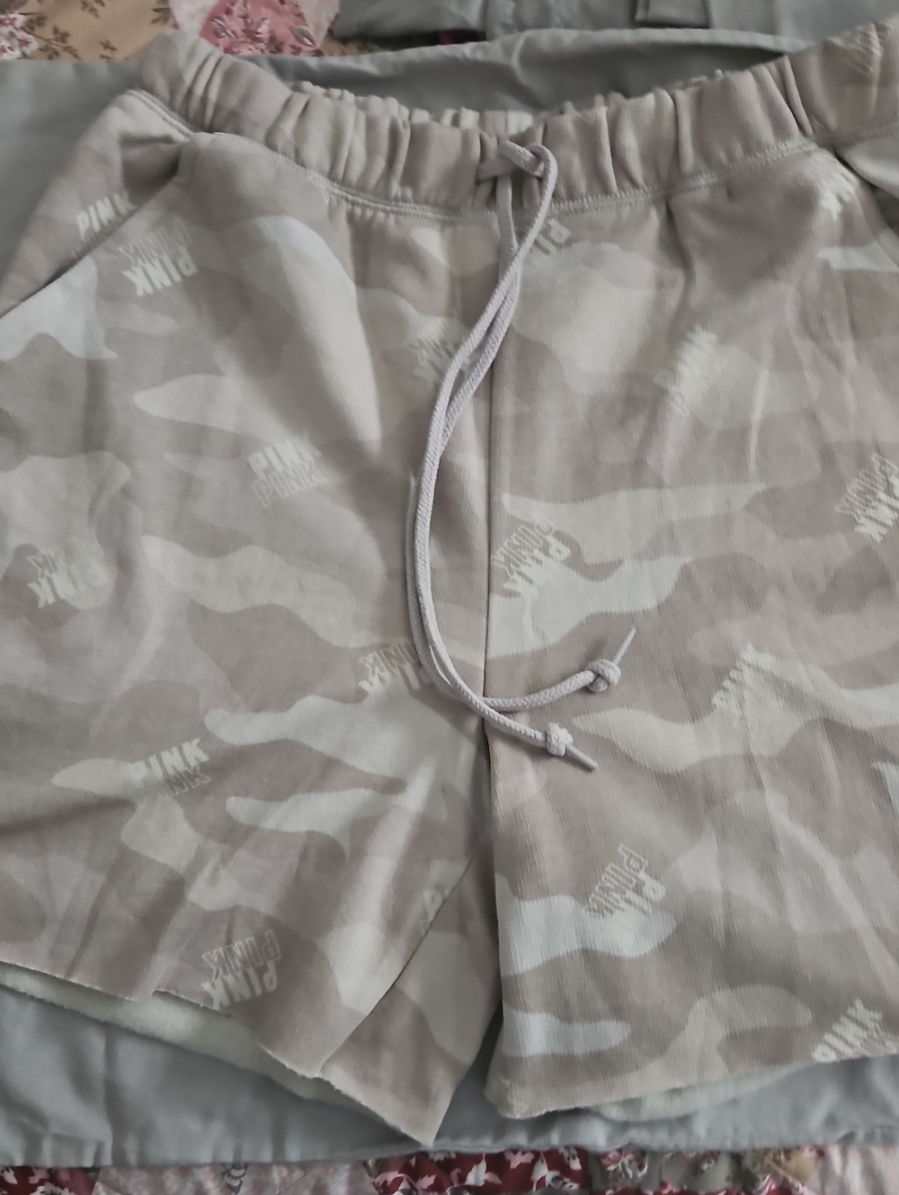 PINK Victoria's Secret Beige Camo Athletic Drawstring Shorts